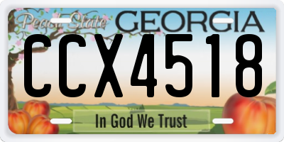 GA license plate CCX4518