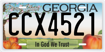 GA license plate CCX4521