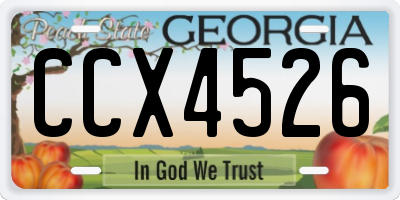 GA license plate CCX4526