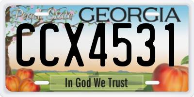 GA license plate CCX4531