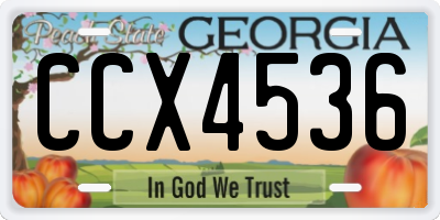 GA license plate CCX4536