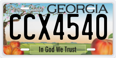 GA license plate CCX4540