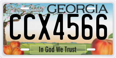 GA license plate CCX4566