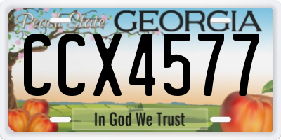 GA license plate CCX4577