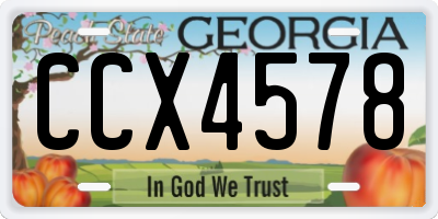 GA license plate CCX4578