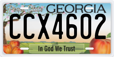 GA license plate CCX4602