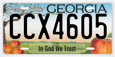 GA license plate CCX4605