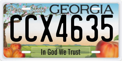 GA license plate CCX4635
