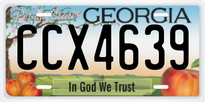 GA license plate CCX4639
