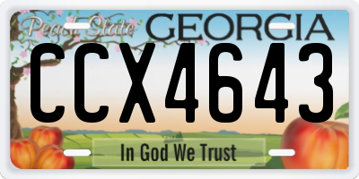 GA license plate CCX4643