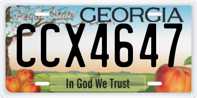 GA license plate CCX4647