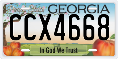 GA license plate CCX4668