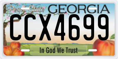 GA license plate CCX4699
