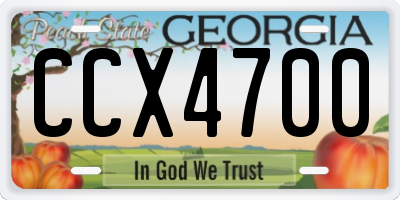 GA license plate CCX4700
