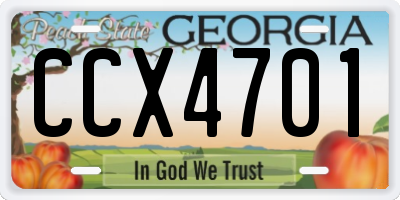 GA license plate CCX4701