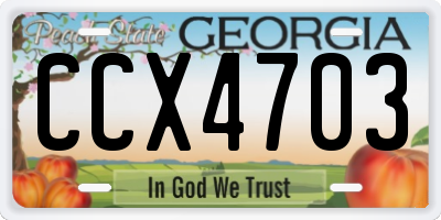 GA license plate CCX4703