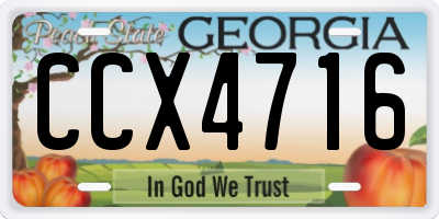 GA license plate CCX4716