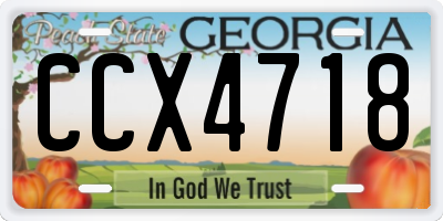 GA license plate CCX4718