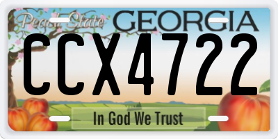 GA license plate CCX4722