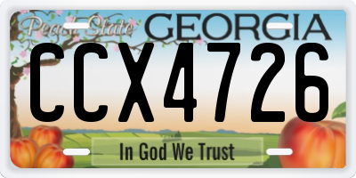 GA license plate CCX4726
