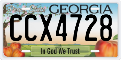 GA license plate CCX4728
