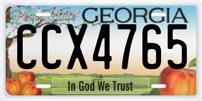 GA license plate CCX4765
