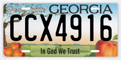 GA license plate CCX4916