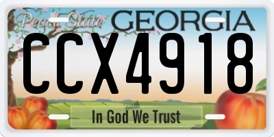 GA license plate CCX4918