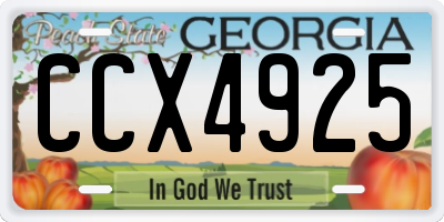 GA license plate CCX4925