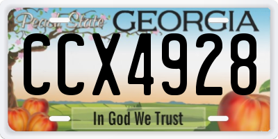 GA license plate CCX4928