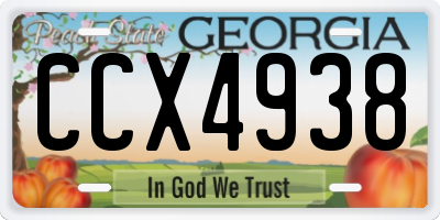 GA license plate CCX4938
