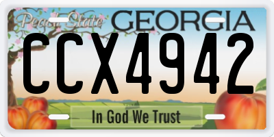 GA license plate CCX4942