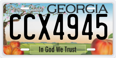 GA license plate CCX4945