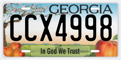 GA license plate CCX4998