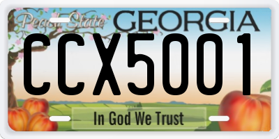 GA license plate CCX5001