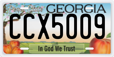 GA license plate CCX5009