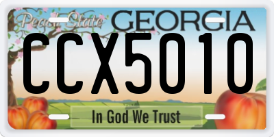 GA license plate CCX5010
