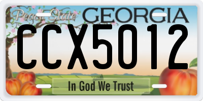 GA license plate CCX5012