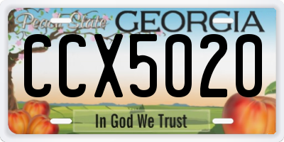 GA license plate CCX5020