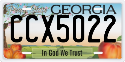 GA license plate CCX5022