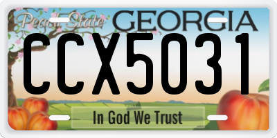 GA license plate CCX5031