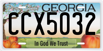 GA license plate CCX5032