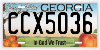 GA license plate CCX5036