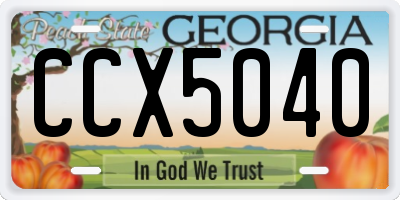 GA license plate CCX5040