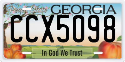 GA license plate CCX5098