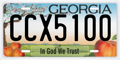 GA license plate CCX5100