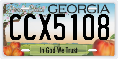 GA license plate CCX5108
