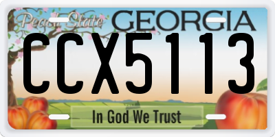 GA license plate CCX5113