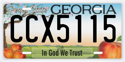 GA license plate CCX5115