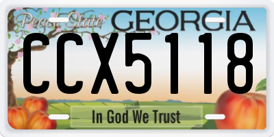 GA license plate CCX5118